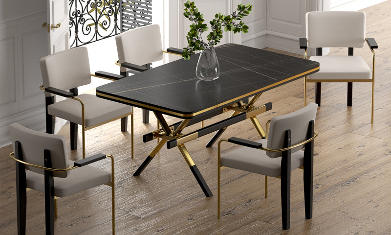 Matthew Dining Table Set (Gold)