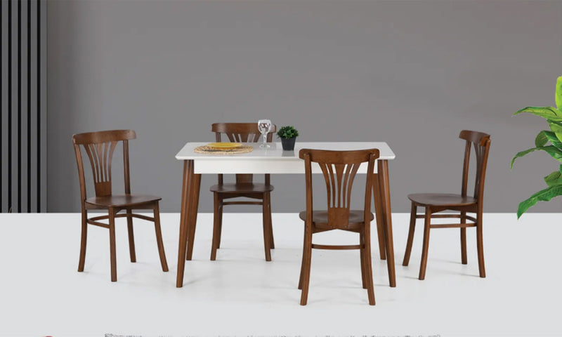 Pulgar White-Walnut Table Set (With Decoupage Chair)