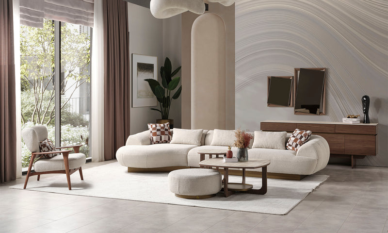 Fluffy Modern Corner Sofa Set