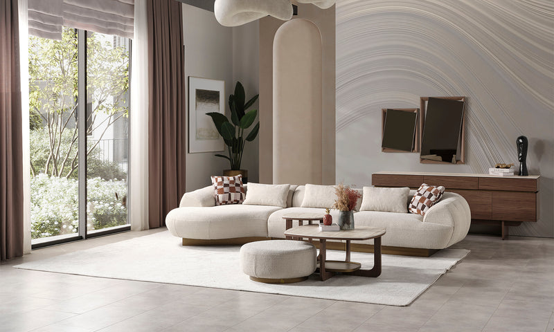 Fluffy Modern Corner Sofa Set