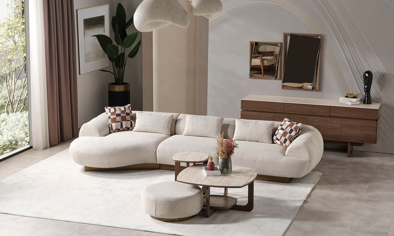 Fluffy Modern Corner Sofa Set