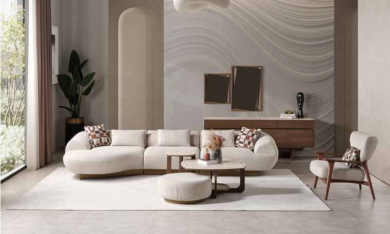 Fluffy Modern Corner Sofa Set