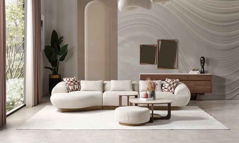 Fluffy Modern Corner Sofa Set