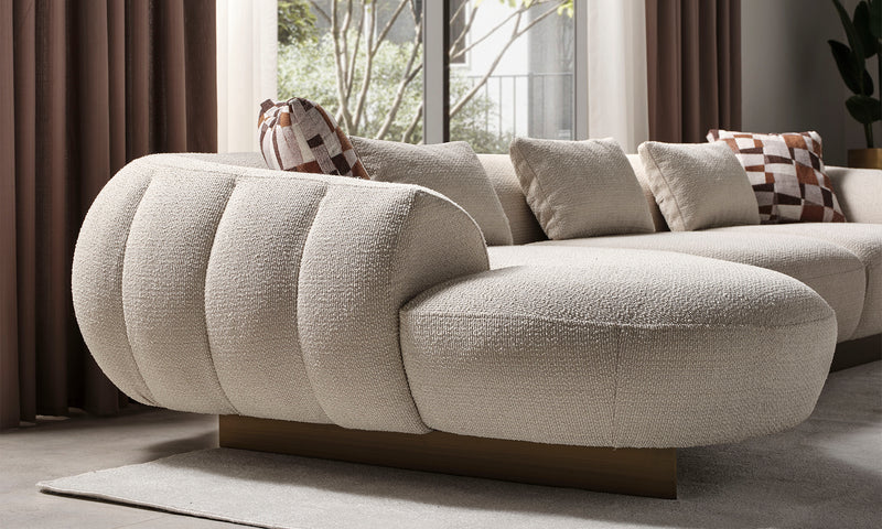 Fluffy Modern Corner Sofa Set