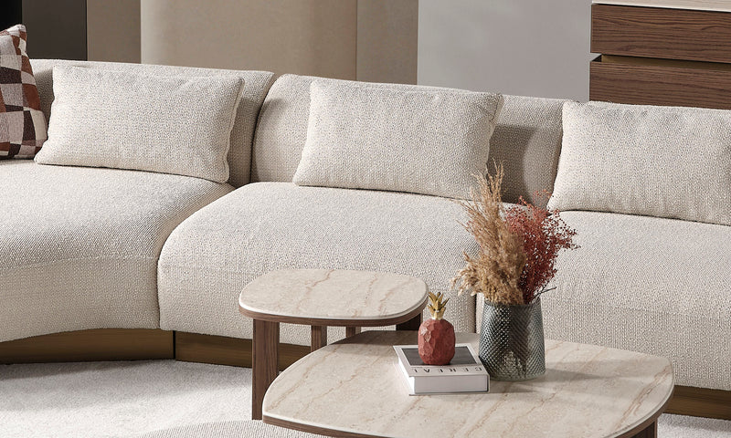 Fluffy Modern Corner Sofa Set